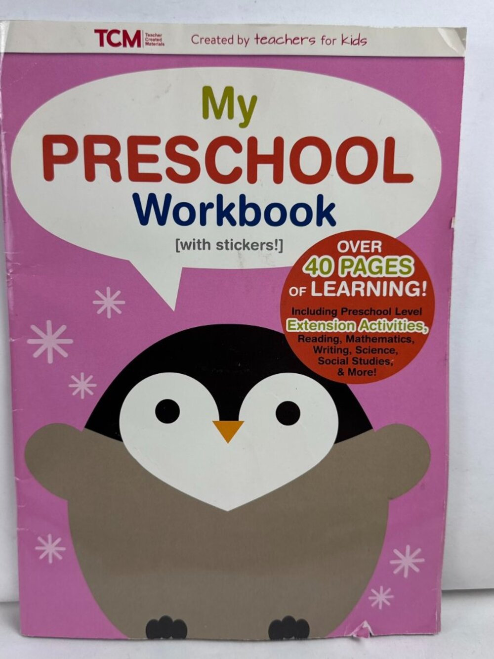 TCM My Preschool Workbook With Stickers 40+ Pages Learning Bendon Ages 3+